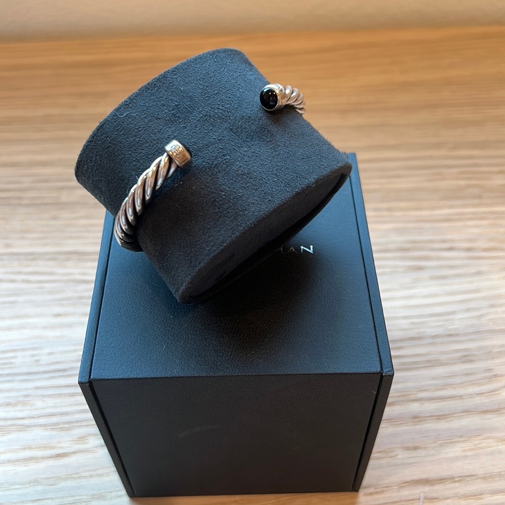 David Yurman CABLE CUFF BRACELET IN STERLING SILVER WITH BLACK ONYX